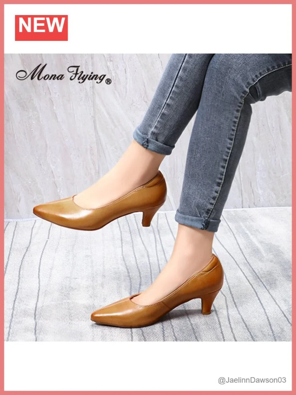 Women's Sheepskin Leather Kitten Heel Pumps, Pointed Toe Office Dress Shoes